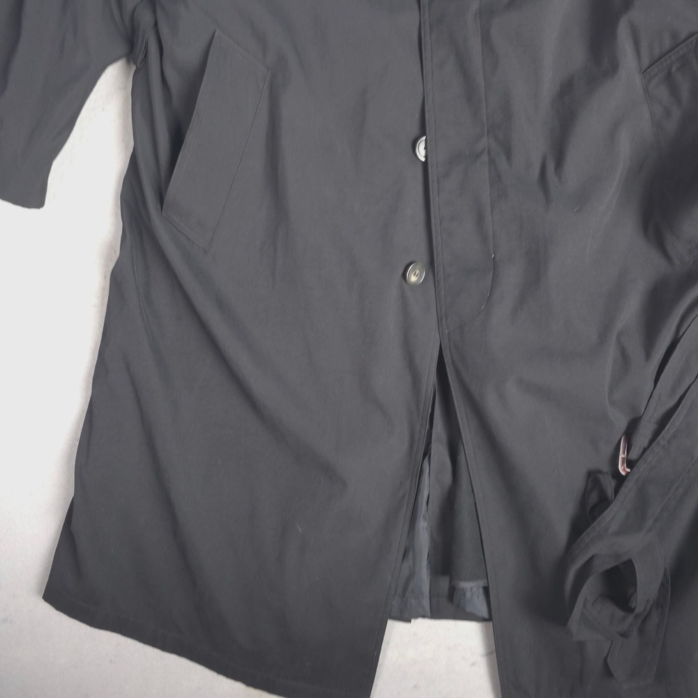 Ralph Lauren Men's Black Quilted Lined Rain Trench Coat Size 42R Belted - Picture 6 of 15